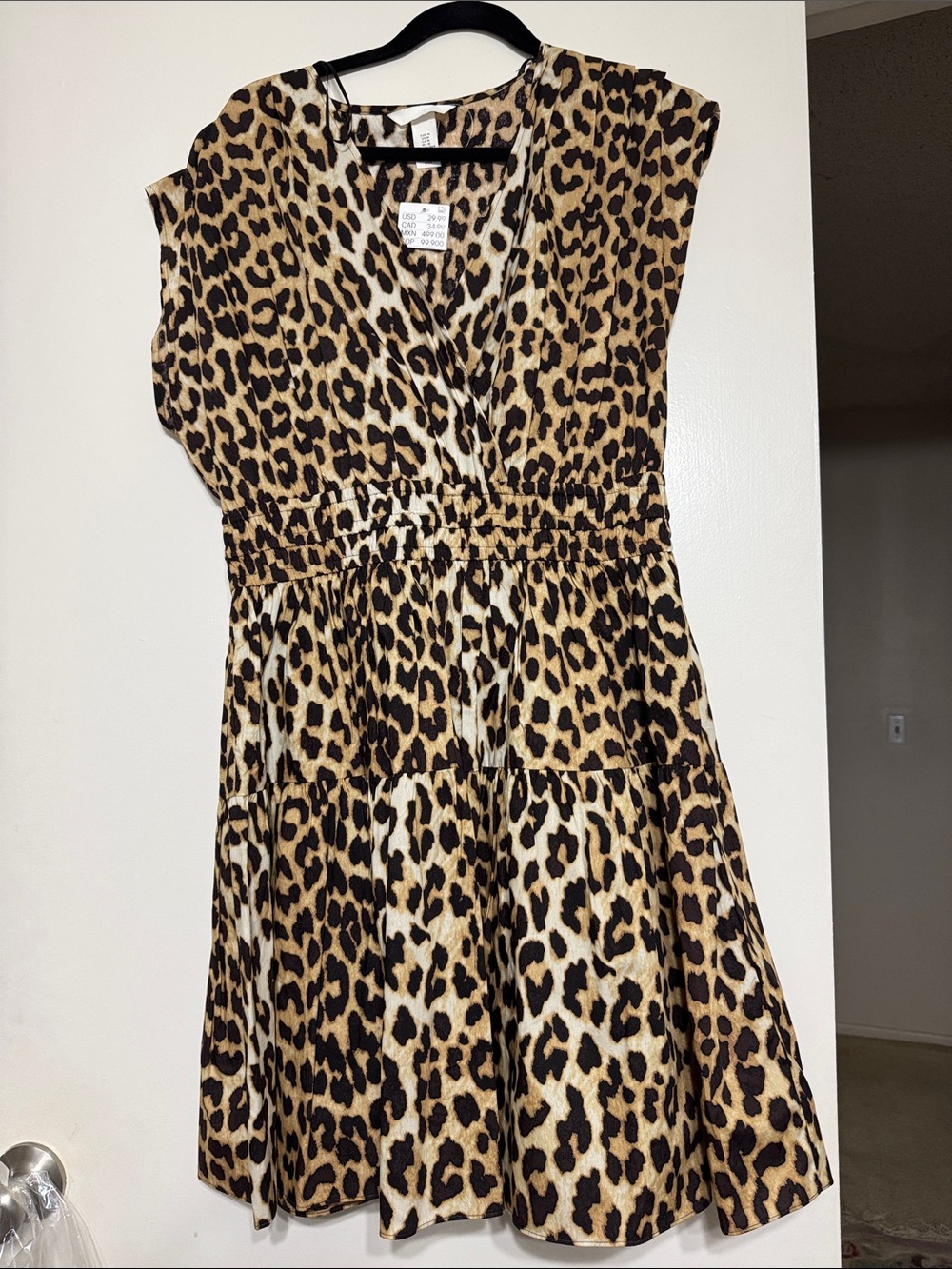 H&M Leopard Print Casual Dress - Tan, Black